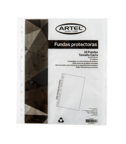 FUNDAS PROTECTORA ARTEL CARTA 10 UNID