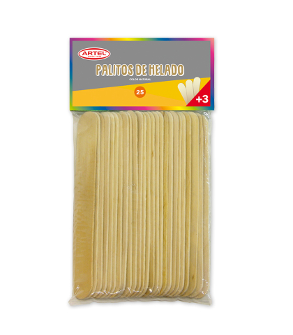 PALOS DE  HELADOS GRANDE  25 PCS NATURAL