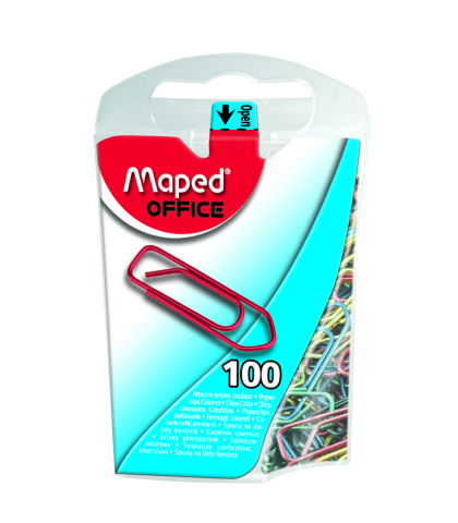 CAJA MAPED 100 CLIPS 25MM COLORES