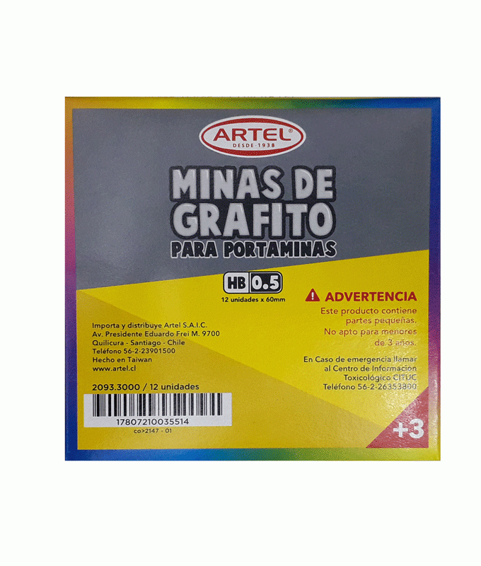 TUBO MINA ARTEL HB 0,5 MM