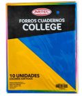 Bolsa con 10 forros cuadernos collegue colores surtidos