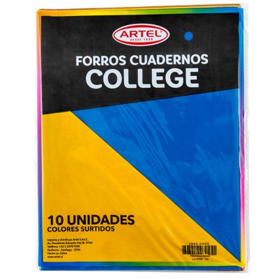 Bolsa con 10 forros cuadernos collegue colores surtidos