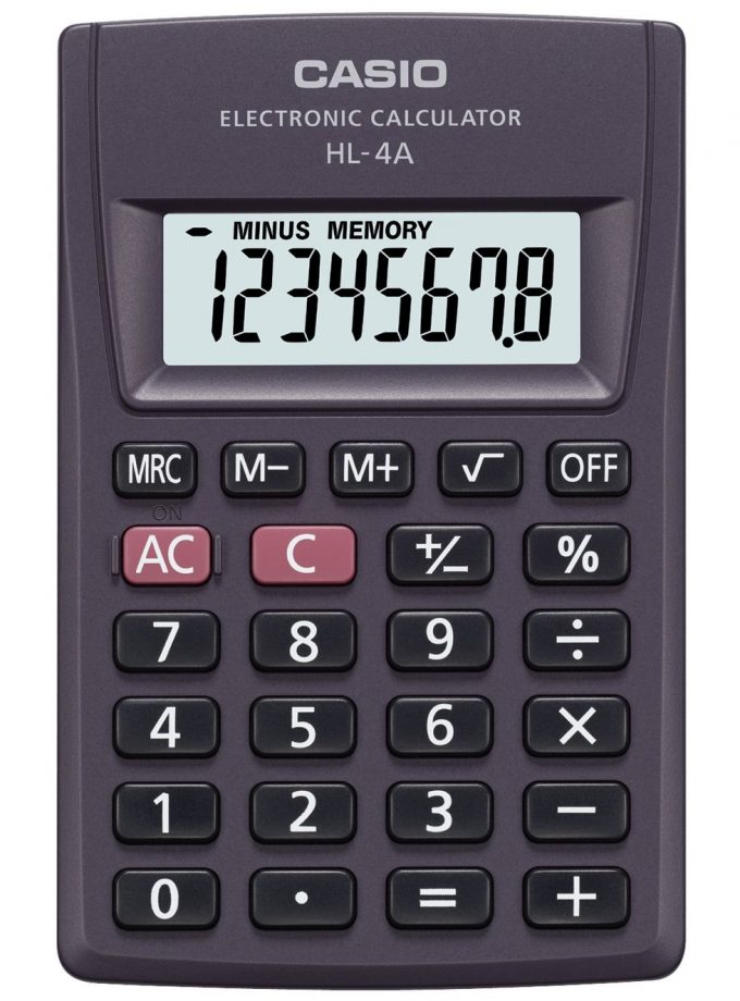 CALCULADORA BOLSILLO BASICA HL 4A CASIO