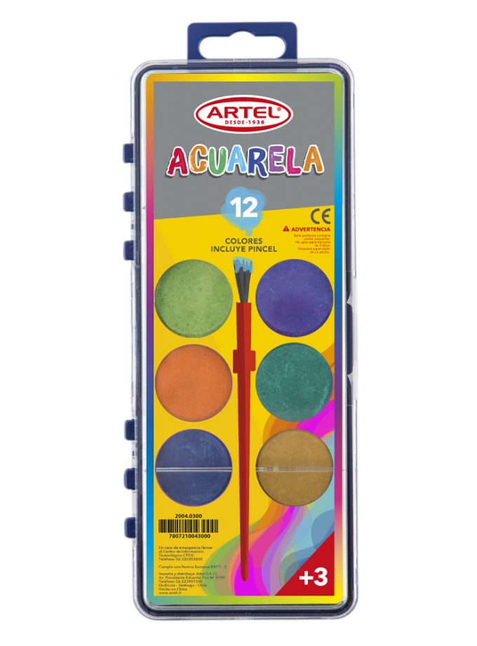 ESTUCHE  ACUARELA 12 COLORES