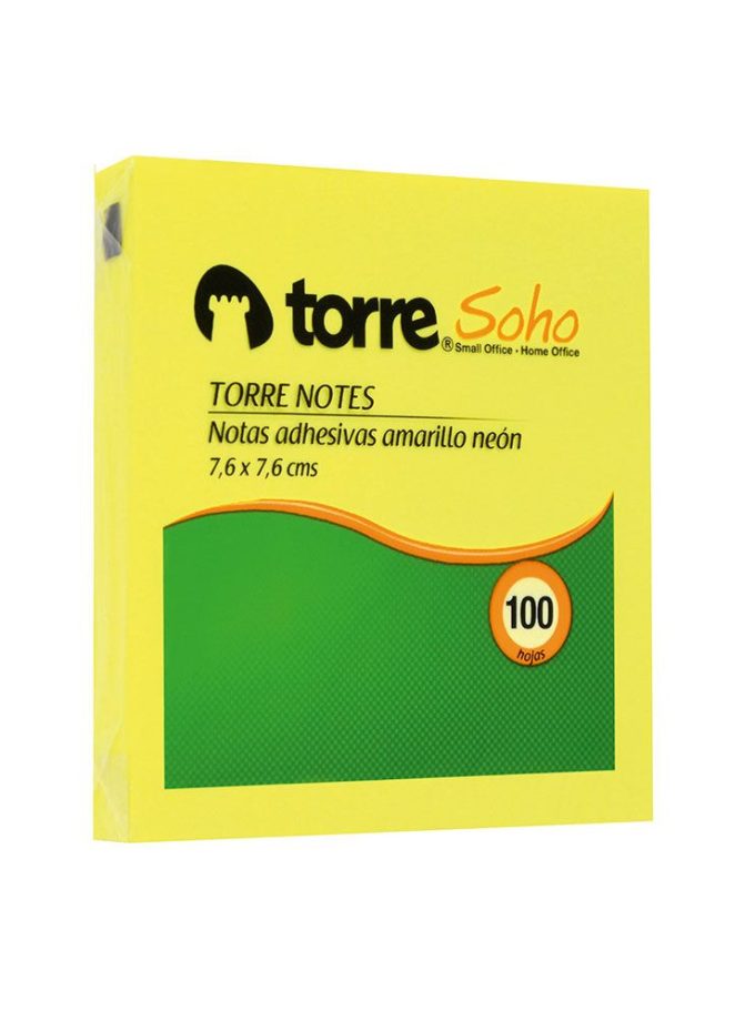 NOTA ADHESIVA AMARILLO NEON 7.6 X 7.6 CM 100 HOJAS